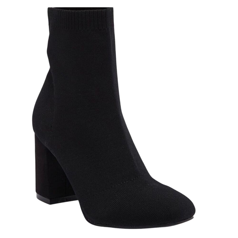 MIA Stretch Boots Size 7.5 Black‎ Block Heel Ankle Booties Pull On Style NEW